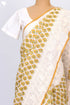 Kota Doria Saree In Block Print with Chikankari Embroidery
